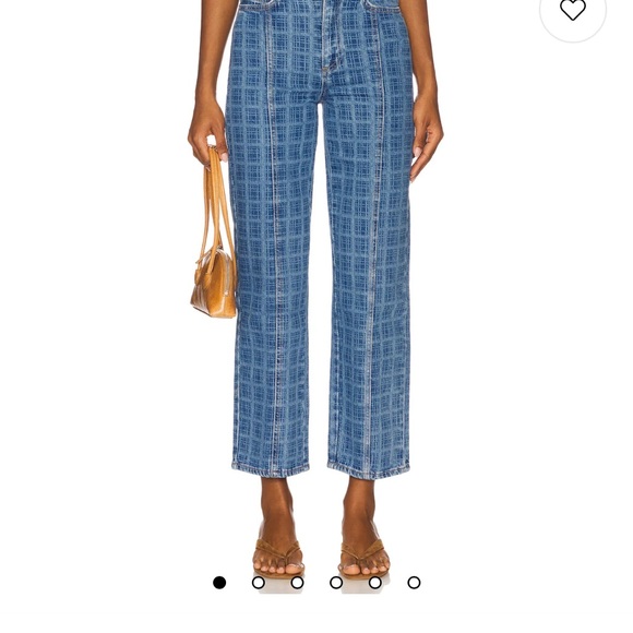 Damson Madder Tovie Jeans in Blue check front seam US 14 UK 18 - Picture 6 of 10